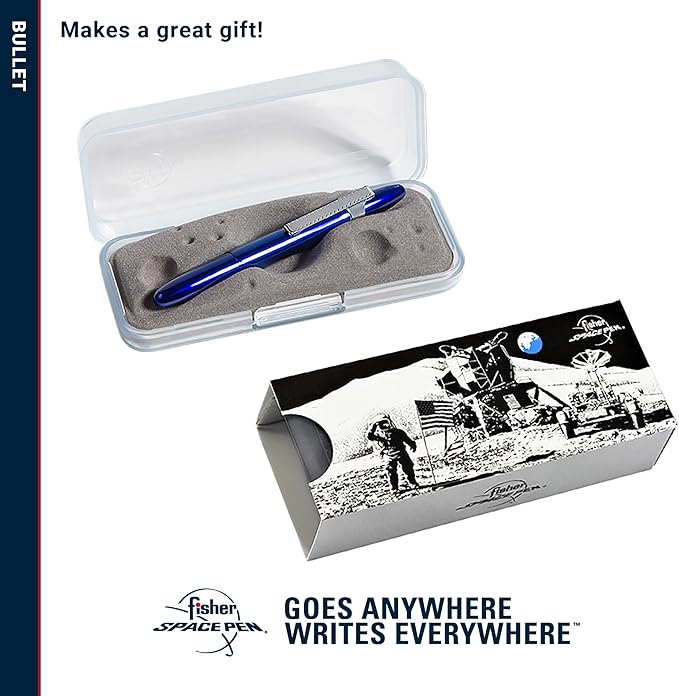 Fisher Space Pen Bullet Pen, Blue Moon, Ballpoint, Brass, Black Ink, Pocket Clip, Gift Box