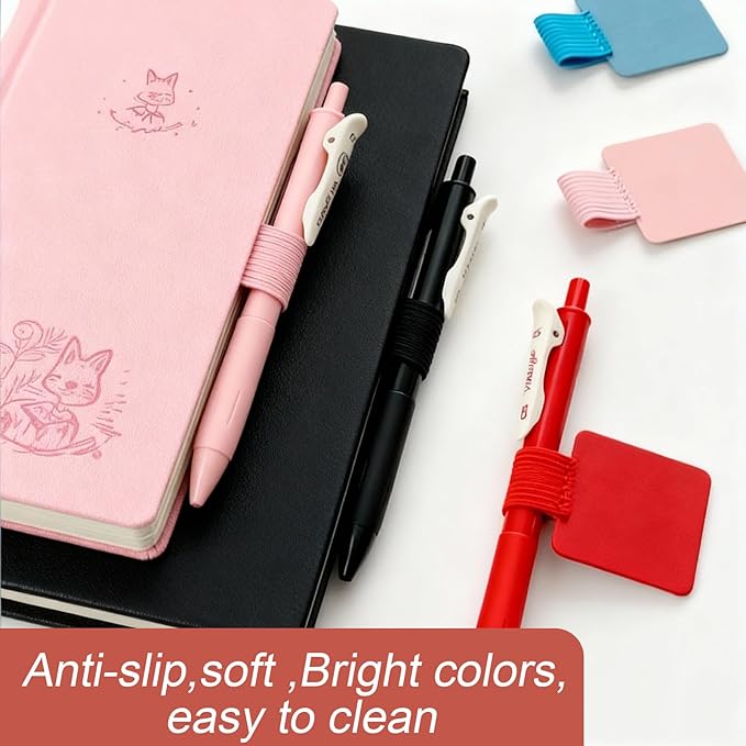 10-Pack Self-Adhesive Pen Loop Holder,Elastic Notebook Pen Holder for Journals,Planners,Diaries,10 Mixed Colors Magnetic Bookmark-Style Pen Holder