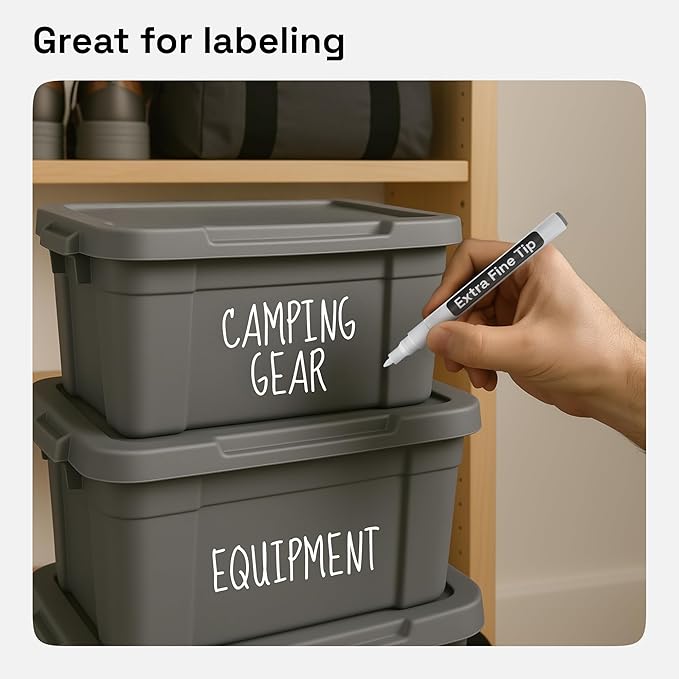 ARTISTRO 2 White Permanent Marker - Waterproof Markers for Tire, Fabric, Rocks, Glass, Ceramic, Wood, Paper - Oil Based Paint Pens - Extra-Fine Tip 0.7mm