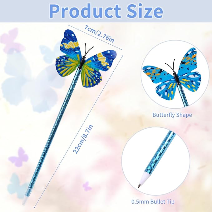 36 PCS Butterfly Pens, Cute for Women Teacher, 0.5mm Black Ink Pens for Girls Party Favors, School Office Home Writing Supplies, Bedroom Decor,Wedding, Birthday.