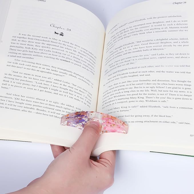 Book Page Holder, Kaluofan 2PCS Thumb Book Page Holder, Book Accessories for Reading Lovers, Handmade Dried Flower Book Opener Holder Thumb, Meaningful Gifts for Book Lovers Teachers Students