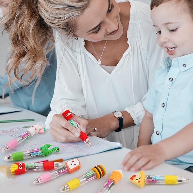 CZWZ 12Pcs Mini Multicolor Pens in One 4-in-1 Cute Pens Bulk for Kids, Ballpoint Pen for Birthdays and Children's Parties, Fun Pen Gifts Assorted Ink Kawaii Pen