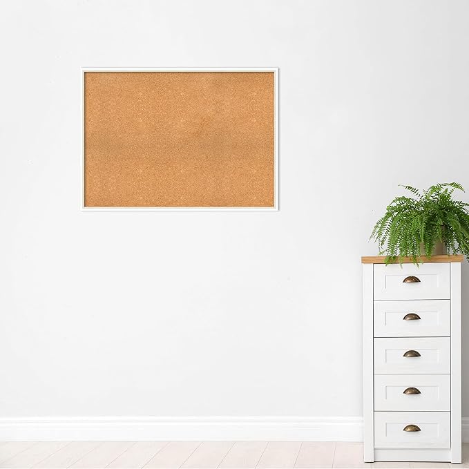 Amanti Art Natural Cork Board for Wall, 31x43 Vision Board with White Frame, Oversize Corkboard Office Decor for Home Organization, Modern Corkboard Pinboard to Display Items for Home Organization in