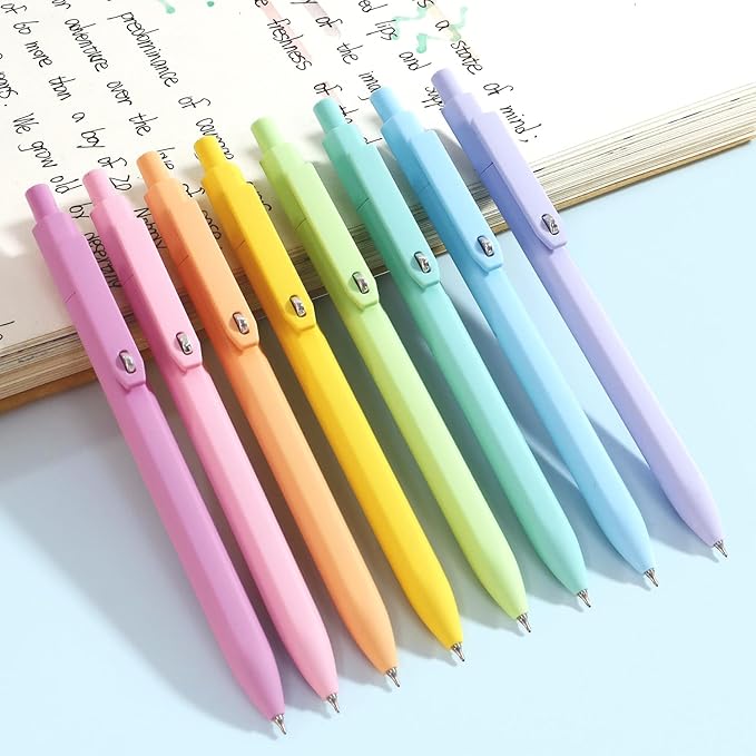 Vitoler Pens, 8pcs Cute Color Gel Pens, 0.5mm Black Ink Pens Fine Point Smooth Writing Pens for Women/Nurse Gift School Office Desk Accessories Supplies