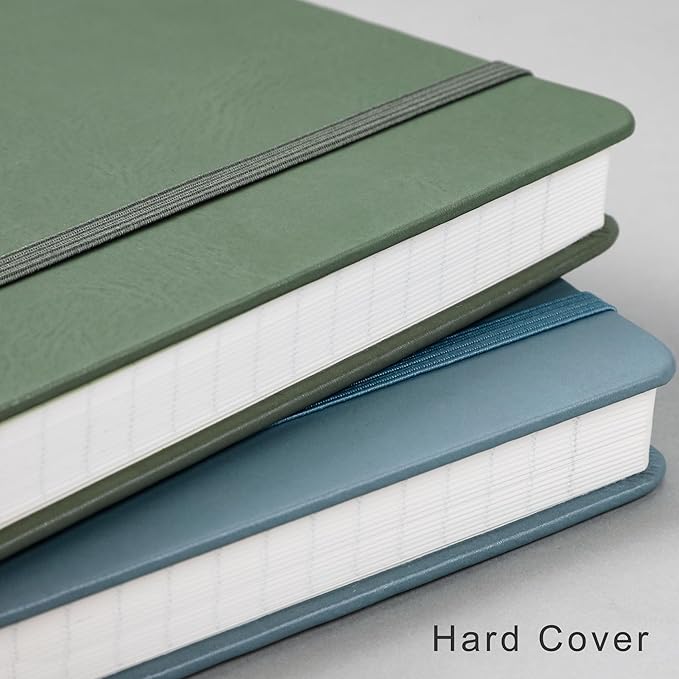 EMSHOI Notebook College Ruled - A4 Hardcover Leather Lined Journal, 192 Pages 100GSM Thick Paper, Large Diary for Women Men Work, School, Journaling, Writing - 8.3" x 11.7" - GrayBlue