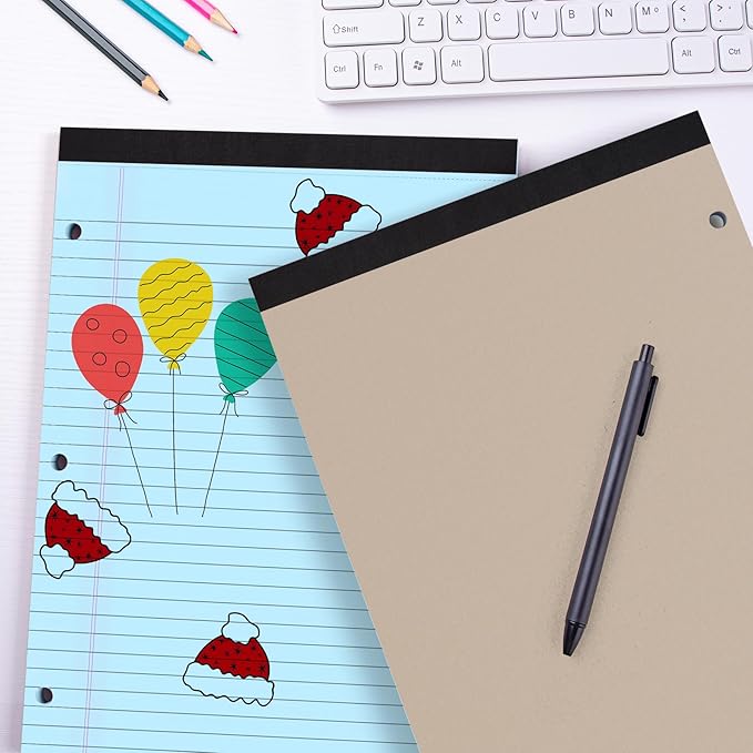 HAUTOCO 3 Pack 8.5 x 11 Legal Pads Colored Wide Ruled Notepads Perforated Writing Pads, 30 Sheets Per Notepad, 3-Hole Punched Paper, Writing Note Pads for School, Home, Office, Business