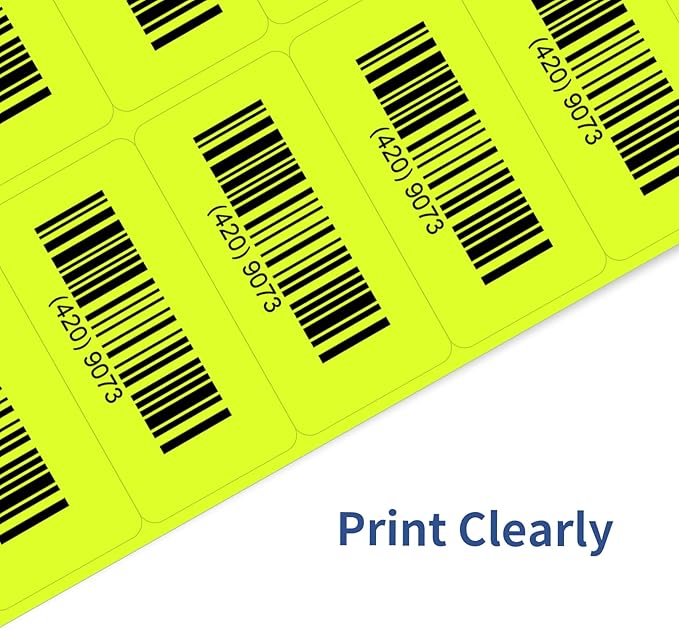 STARLIBOO Shipping Labels Stickers, 2"×4" Printable Fluorescent Mailing Labels for Laser/Inkjet Printing- Matte, Permanent Adhesive Stickers (20 Sheets, Fluorescent Yellow)