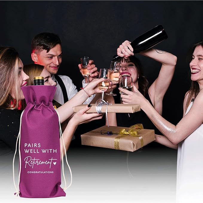 XFW Purple Retirement Wine Bag Retirement Gifts for Women Men Farewell Gifts for Coworkers Going Away Gift for Friends Boss
