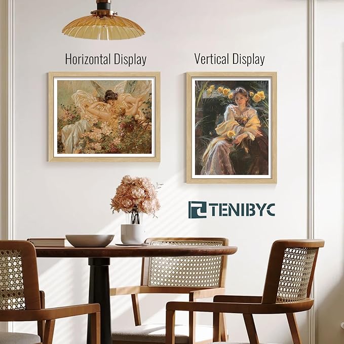 16x20 Frame 3 Pack, Natural Oak Wood Picture Frame with HD Tempered Glass, Display 16x20 or 20x16 photos, posters and Art Prints, Wall Hanging