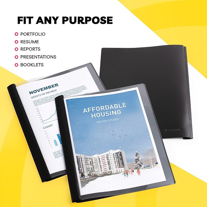 Report Covers - (Set of 6), 8.5 x 11 Letter Size, by Paper Plan, Clear Front Folders - Ideal for Presentations, Resumes & Keeping Your Documents Neat and Professional