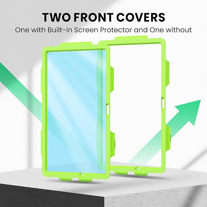 SEYMAC Case for Samsung Galaxy Tab A9+/ A9 Plus Case 11" (SM-X210/X216/X218), Heavy Duty Shockproof Protective Case with Screen Protector, Rotating Stand, Hand/Shoulder Strap, Green