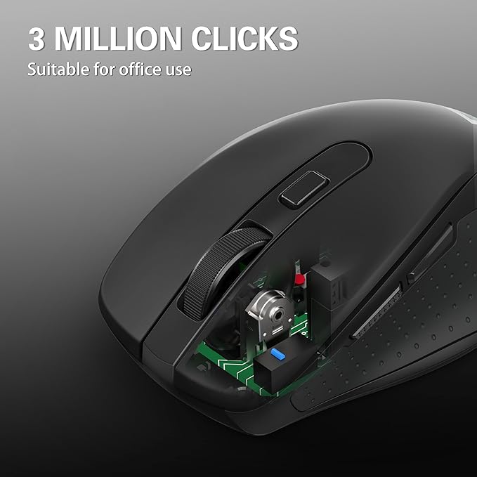 Redragon Wireless Mouse BT5.0/3.0 & 2.4G, 6 Buttons, 5 Level 4000DPI Bluetooth Mouse, 18 Months Battery, Portable Optical Computer Mice for Laptop, PC, Chromebook, Windows, Mac-Black