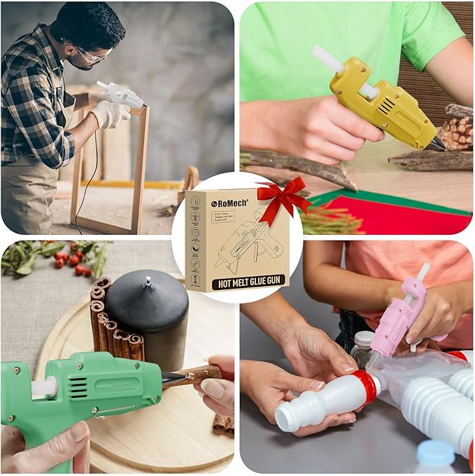 ROMECH 20W Mini Hot Glue Gun with 30 Glue Sticks Set, Fast Preheating Hot Glue Gun Kit Heavy Duty Gluegun for Craft, DIY, Repairs (White)