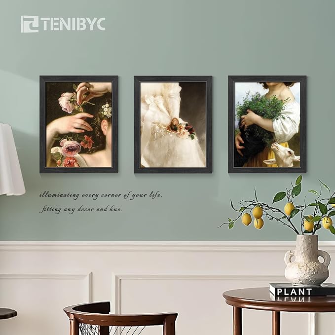 11x14 Picture Frame 4 Pack - Black Solid Wood Poster Photo Frame - Tempered Glass - Woodgrain Series - Room, Office, Gallery, Studio Display - Wall Hanging