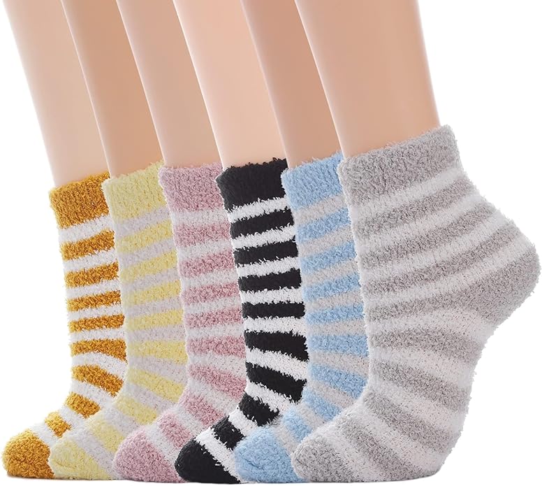 Womens Fuzzy Socks Microfiber Soft Cozy Warm Slipper Sleeping Winter Sock Fluffy Cabin Plush Stocking Stuffers