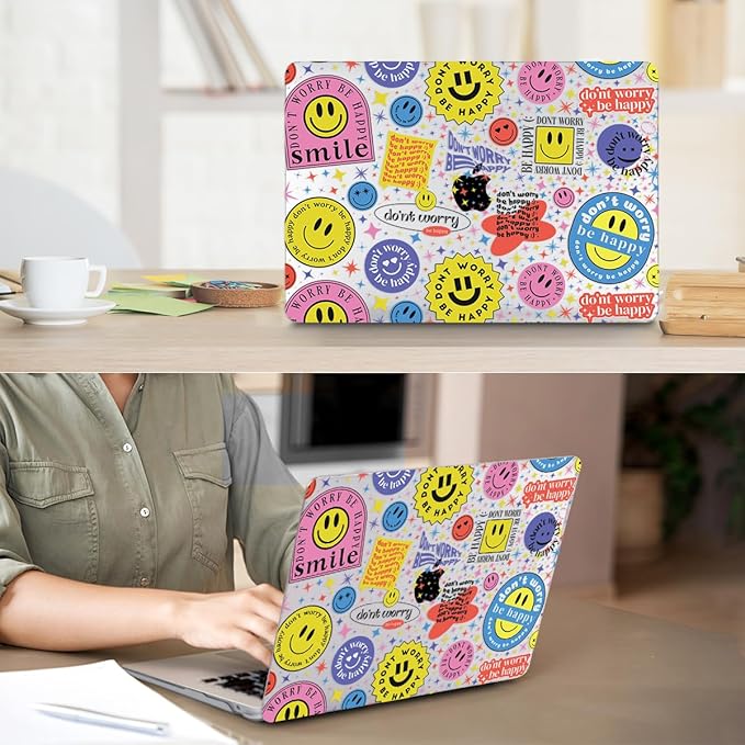 for MacBook Air 13 inch Case 2021 2020 2019 2018 A2337 M1 A2179 A1932, Plastic Hard Shell Case&Keyboard Cover&Screen Protector&Webcam Cover Compatible with MacBook Air 13" Retina, Smile