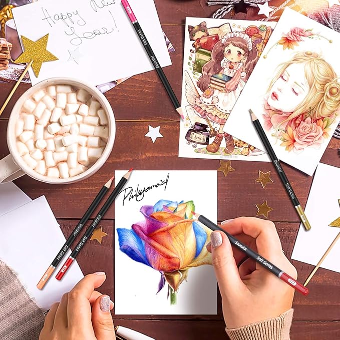 Soucolor 72 Colored Pencils Set - Premium Art Supplies for Kids, Students & Adults - Vibrant Colors, Smooth Writing, Easy Blending and Shading, Perfect for Coloring Books, Sketching & Drawing Pads