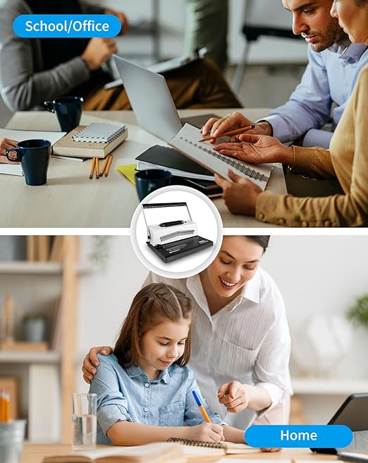 MAKEASY Spiral Coil Binding Machine with 46 Fully Disengaging Pins - Electric Coil Inserter - Adjustable Side Margin, Comes with Free 1 Box Coil Spines & Plier, 20 Sheet Punch Capacity