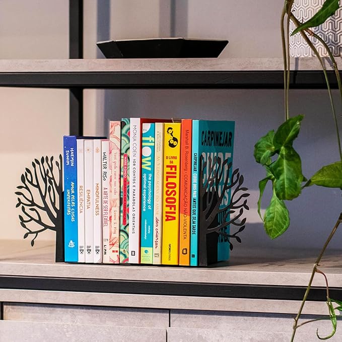 Trees Theme Book Holder Organizer – Steel, Black, Nature Inspired Design – Books in Style, Perfect for Home Decor, Great Gift for Book Lovers – Urban Forest Collection – Geguton