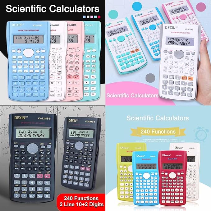 Scientific Calculators Desktop, Scientific Calculators for Students, Scientific Calculator 240 Functions 2 Line 10+2 Digits, Desk Math Calculator for School (Pink and White)