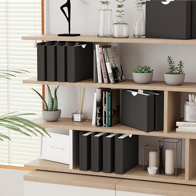 Plastic 2 Inch File Jackets Letter Size,12 Pack Reinforced Manilla Pocket Folders,Upgrade Material,Poly Expandable File Jacket,Heavy Duty Expansion Pocket Files with Straight Cut Tabs,Black