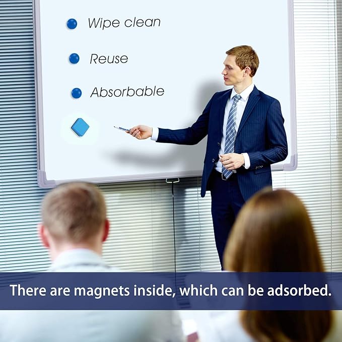 24 Pack Magnetic Whiteboard Dry Erase Erasers Chalkboard Cleansers for Classroom, Home and Office (Sky Blue)