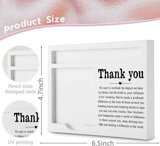 Thank You Sticky Note Holder, Thank You Appreciation Gifts for Leader Boss Women Best Mom Mentor Coach Manager Coworker Teacher Self-Stick Note Pad Holders YBB01