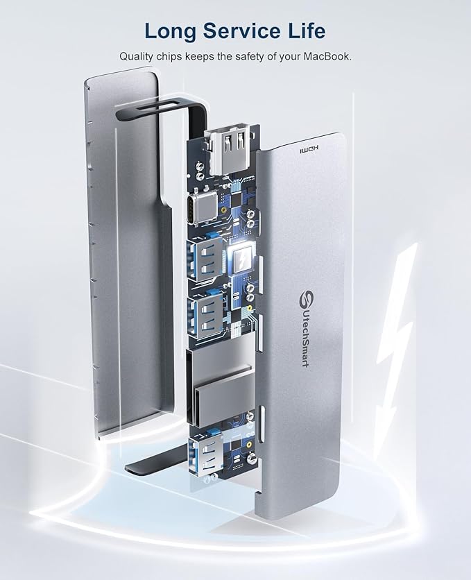 USB C Hub Adapter MacBook - UtechSmart 7 in 2 MacBook Pro/Air Accessories Multiport Adapter with Thunderbolt 3 Port, 100W PD 4K@30Hz, 40Gbps 4K HDMI, 3*USB3.0 Data Port SD and MicroSD Card Reader