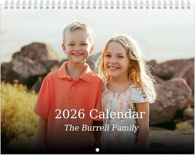 Custom Photo Wall Calendar 2026 - Personalized Family & Office Photo, Print Your 13 Memories Custom - Perfect for Parties, Birthdays & Christmas Gifts ((Cover 7(11"×17"), 2 x Calendars)