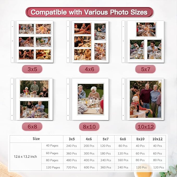 Popotop Photo Album Self Adhesive Scrapbook Album for 4x6 5x7 8x10 Pictures DIY Photo Book as Scrapbooking Supplies Kits, Birthday Gifts for Women Mom Wedding Baby Family Travel