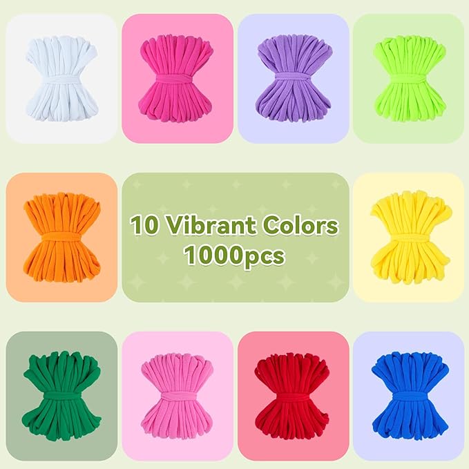 PREBOX 1000 PCS Weaving Loom Loops Refill, 10 Colors for 7 inch Potholder Loom, Craft Supplies for Kids and Beginners, Christmas & Birthday Gifts for Girls 6 7 8-10 10-12 Year Old
