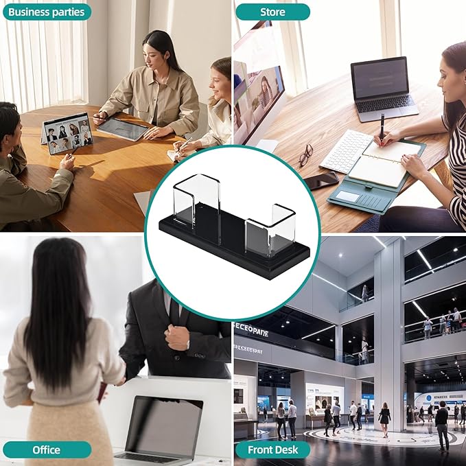 PecMuikee Business Card Holder for Desk,Acrylic Business Card Display Stand,Multiple Business Card Holders for Office, Exhibition, Home, Restaurant 1Slot 2 Pcs