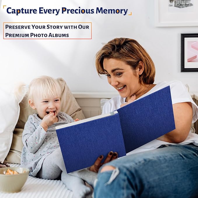 Photo Album Self Adhesive Scrapbook,60 Pages Large Photo Book for 4x6,5x7,8x10 Pictures,DIY Album for Baby Wedding Family Travel Birthday,with Metallic Pen and Scraper