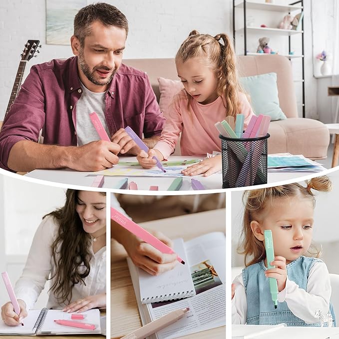 Vitoler Highlighters Assorted Colors,8 Pack,Soft Chisel Tip,Cute Highlighters Set for Aesthetic School Office Supplies,Book Markers