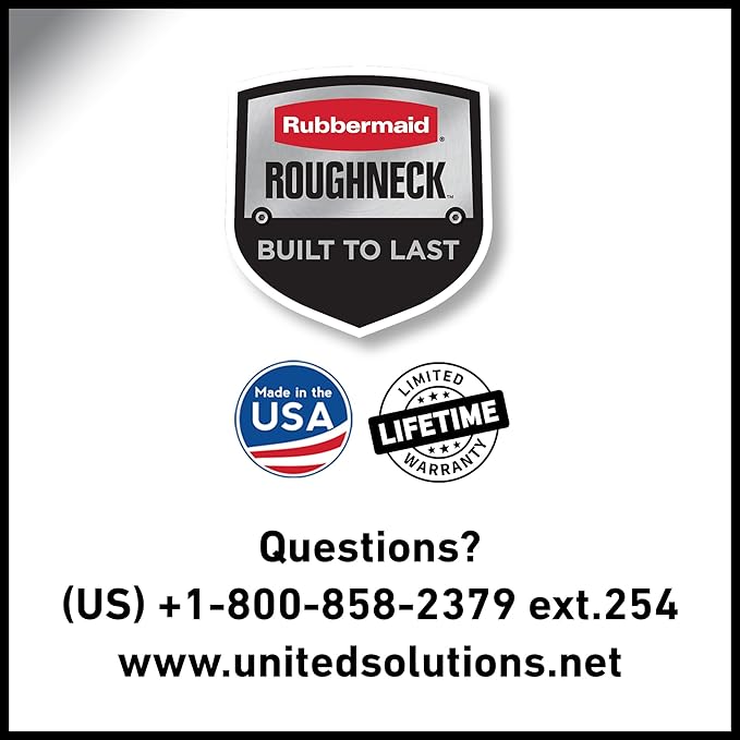 Rubbermaid 18 GAL 6 Pack Garage Storage Bins with Stackable Lid, Heavy Duty - Made in USA - Extreme Temperature Resistant, Durable Plastic Containers with Handles - Solid Black and Grey