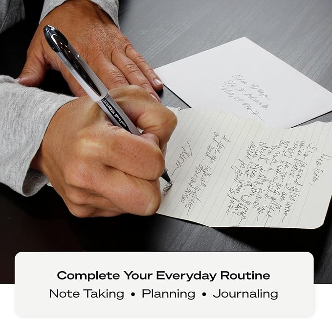 Vision Elite Rollerball Pens, Bold Point (0.8mm), Blue Ink, 6 count, Bundle with Plastic Reusable Pouch