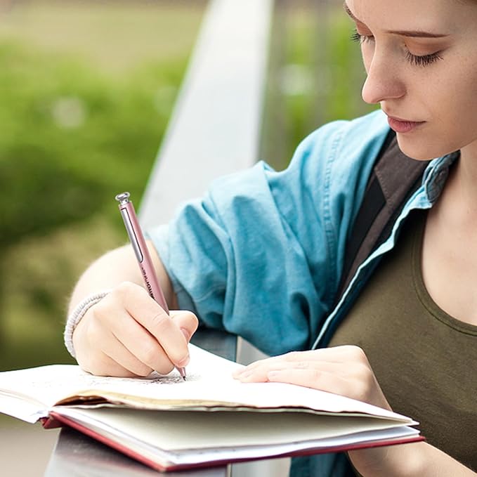 WRITECH Gel Pens Fine Point: Premium Metal Barrel Retractable 0.7mm Black Ink Pen 2ct with 2 Refills No Smear & Bleed Quick Dry Smooth Writing Silent Click Luxury Up-Gel