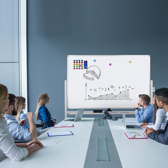 60"x40" Mobile Whiteboard Double-Sided Magnetic Large Dry Erase White Board with Rolling Stand for Offices, Home & School