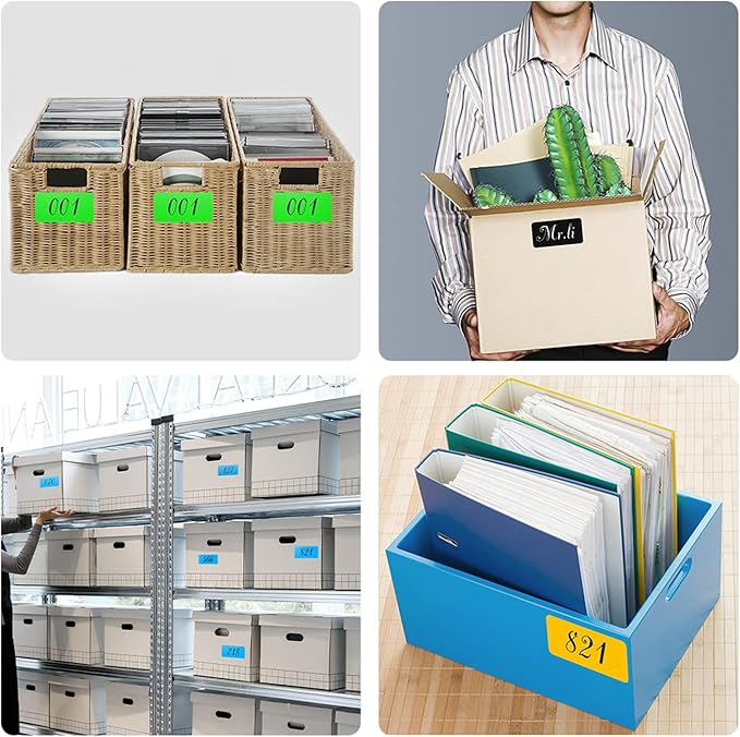 Rectangle Labels Sticker 3×5 Inch Vinyl Floor Stickers Color Coding Name Tags Roll Removable 200 PCS, Black