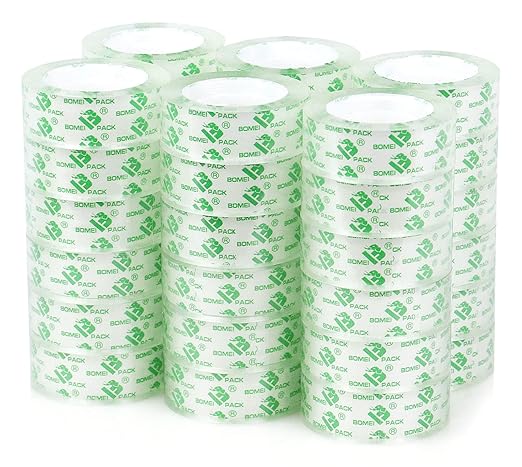 BOMEI PACK 36Rolls Crystal Clear Tape for Gift Wrapping, Transparent Tape Refills for Dispenser, Office Tape for Home and School, 3/4Inch x 1000 inch