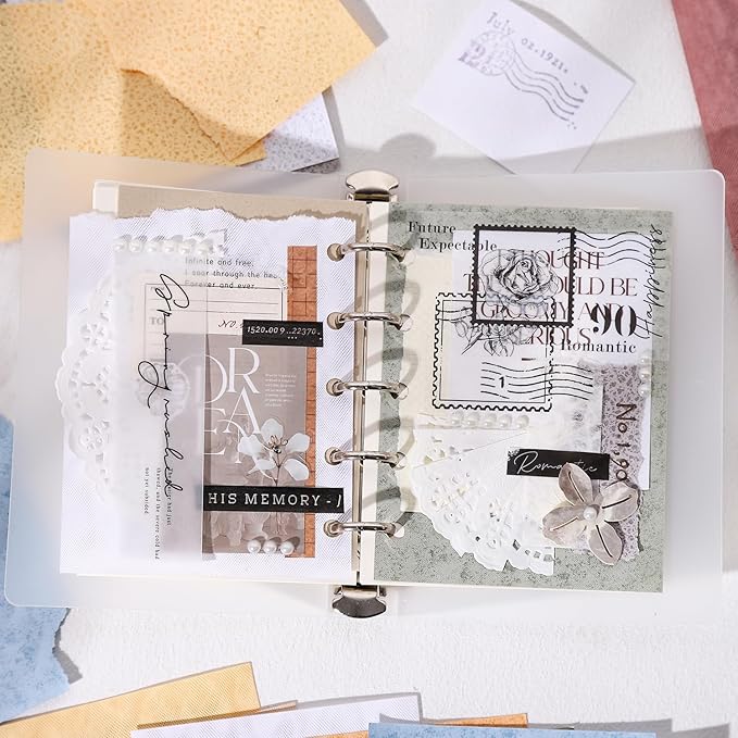 Textured Scrapbook Paper Set, 120 PCS Retro Decorative Craft Paper for Journaling, Scrapbook Supplies, DIY Card Making, Collage, and Planner 3.07 × 4.72 inch