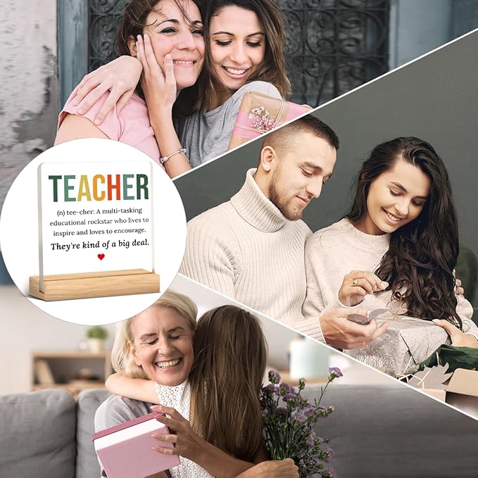 Teacher Appreciation Gifts for Women Men Teacher Birthday Thank You Gifts Ideas for Teachers Office Desk Decor for Home Acrylic Sign Christmas Gift