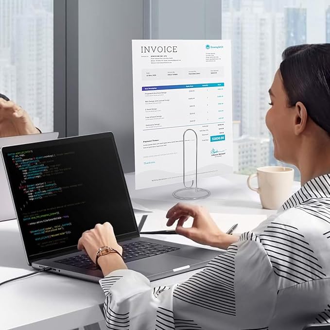 4 Pack Sliver Large Paper Clip Memo Holder for Desk,Letter Holder,Paper Stand for Desk,Letter & Bill Storage,Mail Organizer Office Accessories Desktop Message Office Decor