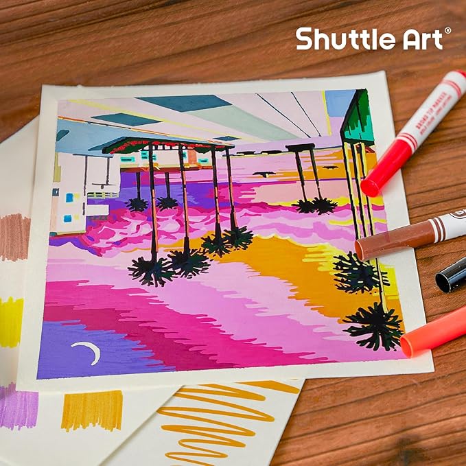 Shuttle Art 304 Pack Washable Markers, 8 Colors Broad Line Markers, Separate Pack of 38, Conical Tip Marker Bulk with a Box, Home Classroom School Supplies for Toddlers Kids Adults Students Teachers