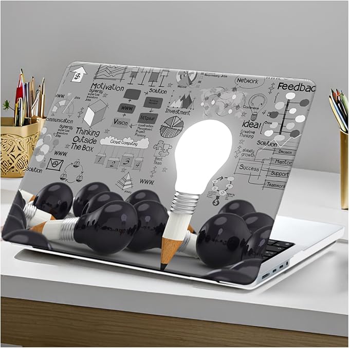 DTangLsm Compatible for 2025 MacBook Air 13 inch Case 2024-2022 M4 M3 M2 A3240 A3113 A2681 with Touch ID, Clear Slim Plastic Hard Shell Case&Keyboard Skin for MacBook Air 13.6 M2 Cover, Creative Bulb