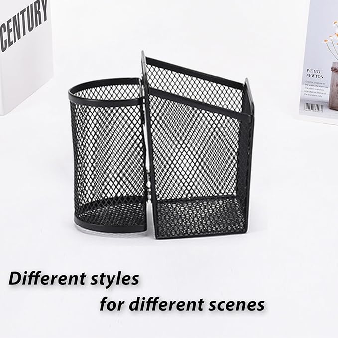 Magnetic Pencil Holders 2 Pack Metal Mesh Pencil Case Pen Basket for Blackboard Magnet Writing Utensil Cups Storage Organizers for Whiteboard Refrigerator