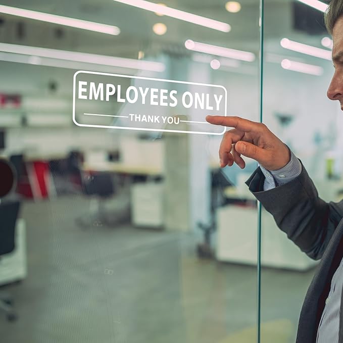 Employees Only Sign for Business Sign 9x3 Inch Sticker Vinyl Window Door Staff Signs Waterproof UV Proof Decal 5 Pack