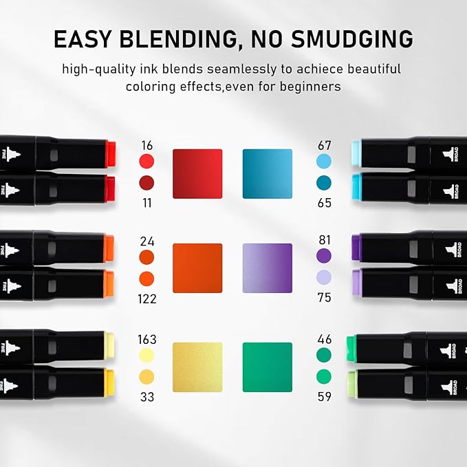 ABEIER 100 Colors Dual Tips Alcohol Markers Set, Art Markers for Drawing, Permanent Sketch for Kids Adult Coloring