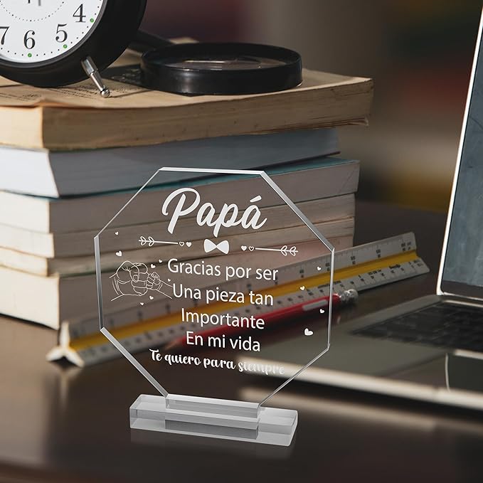 Yopyame Dad Gifts Acrylic Plaque - Regalos para Papá Acrylic Gift Keepsake Paperweight Gifts for Dad in Spanish Christmas Thanksgiving Father's Day Ideas Gifts for Dad Birthday from Son Daughter