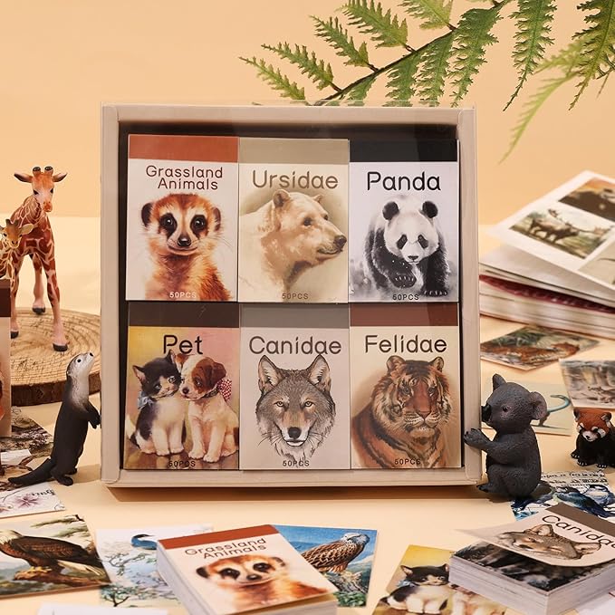 12 Sets 600 Sheets Washi Stickers Book for Journaling, Jungle Animal Sticker, Wild Zoo Sea Animal Aesthetic Scrapbook Dinosaur Sticker Set for Bullet Journal Card Craft Gift Rewards for Kid Notebook